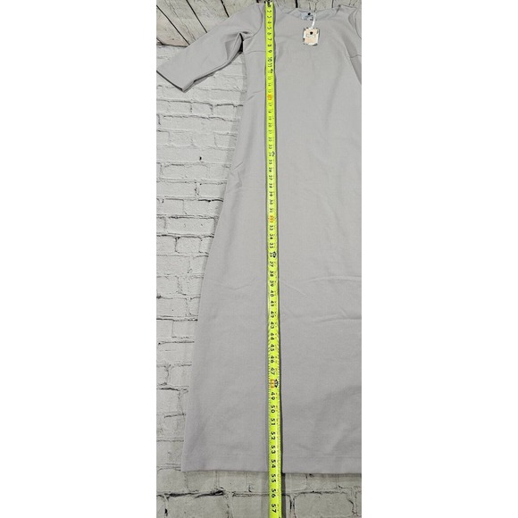 Dainty Jewell's Solid Gray 3/4 Sleeve Maxi Lined Dress WOMENS SIZE SMALL - Picture 3 of 15